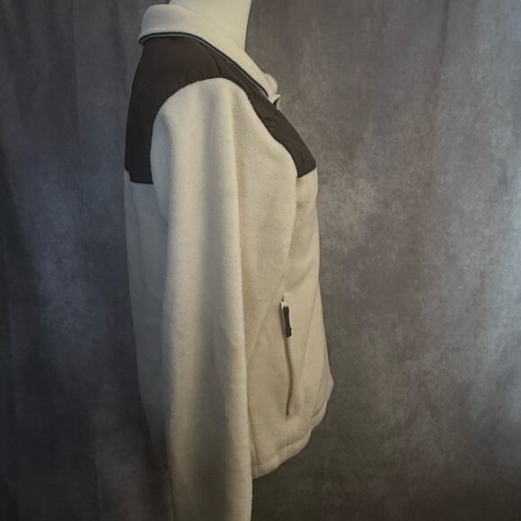 Columbia Women’s Medium Cream & Brown Fleece-Style Zip Up Outdoor Active Jacket - Picture 8 of 13